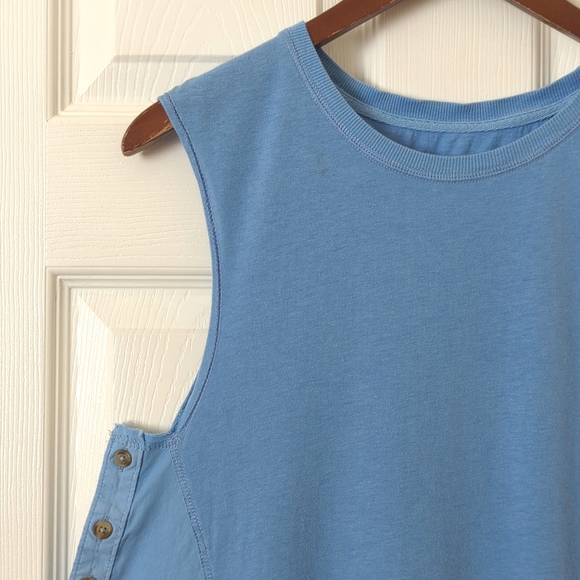 Pilcro Anthropologie Side Buttoned Ruffled Hem Babydoll Muscle Tank Top Blue XSP - Picture 4 of 12